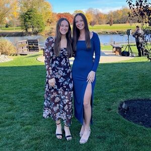 Princess Polly Hayward Long Sleeve Midi Dress Blue